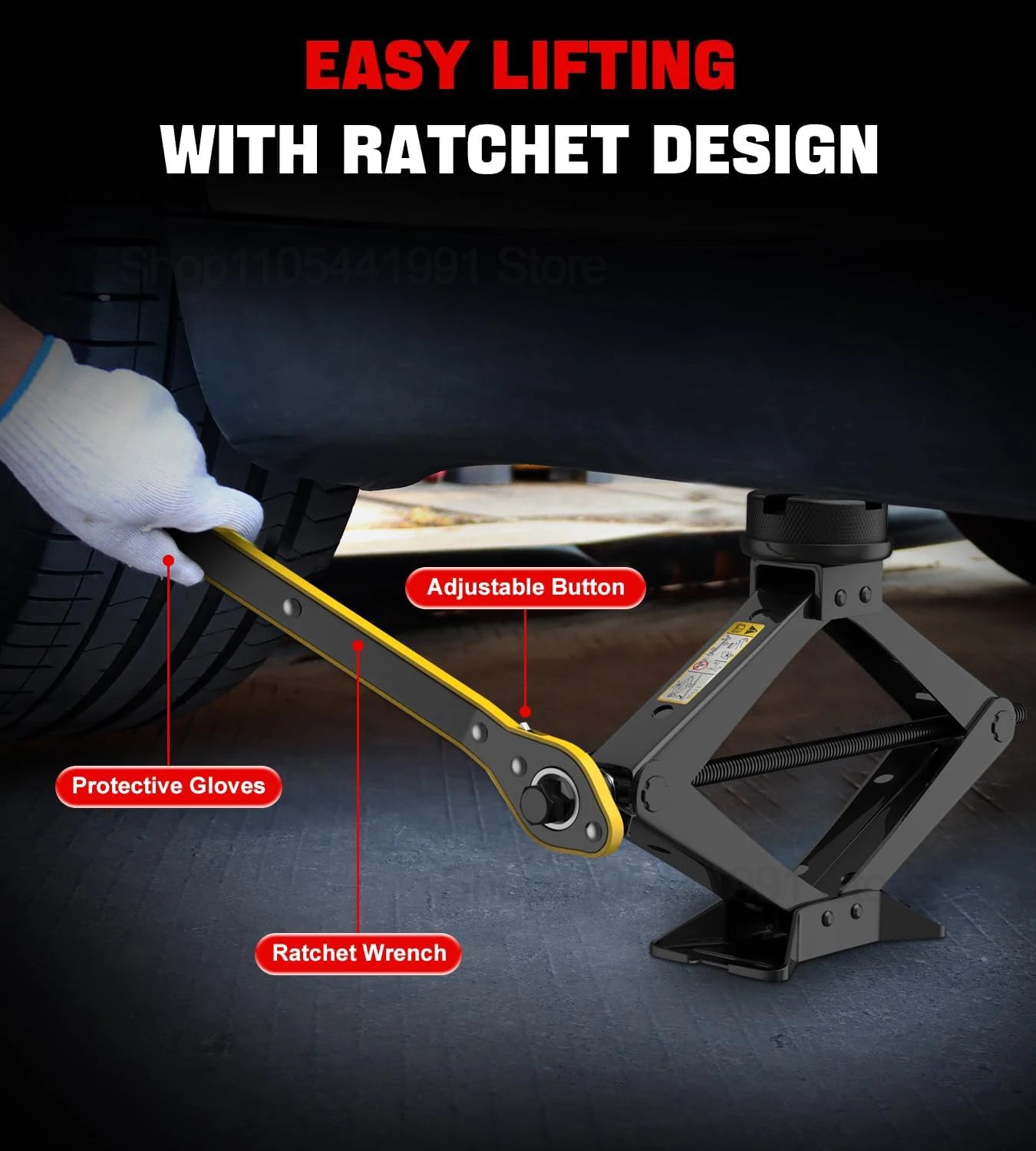2.5T Scissor Jack for Car 2.5 Ton Robust Steel Car Jack with Saving Effort Ratchet Handl Cars Jacks Tool Kit for Auto and Trucks