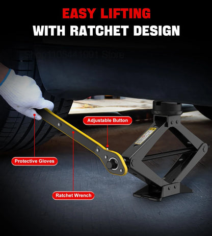 2.5T Scissor Jack for Car 2.5 Ton Robust Steel Car Jack with Saving Effort Ratchet Handl Cars Jacks Tool Kit for Auto and Trucks