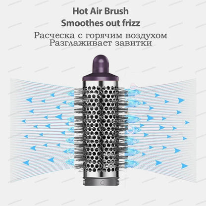 220V Hair Curler 6In1 Multi Hair Styler Curling Iron Hot Air Brush 20/30mm Auto-Curling Barrel Soft Straightening Brush HairDrye