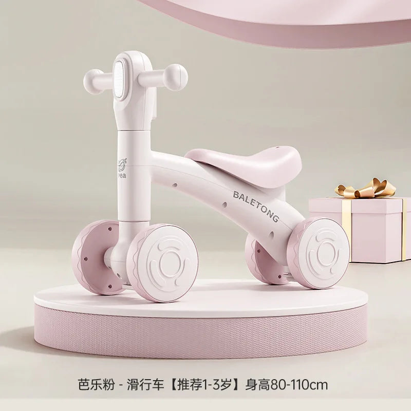 Children's Balance Bike 1-3 Year Old Children's 2-in-1 Sliding Bike Baby Learning Walking Four Wheel Baby Sliding Bike