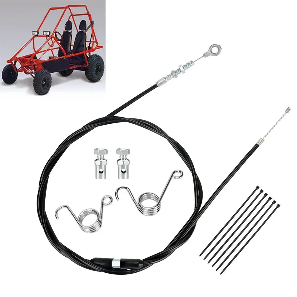 75 Inch Go Kart Throttle Cable Kit Compatible Engine Replacement Parts Stainless Steel Throttle Cable Kit 22*15cm