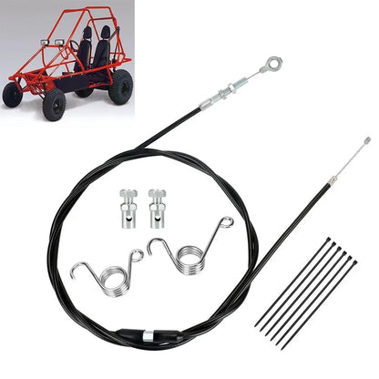 75 Inch Go Kart Throttle Cable Kit Compatible Engine Replacement Parts Stainless Steel Throttle Cable Kit 22*15cm