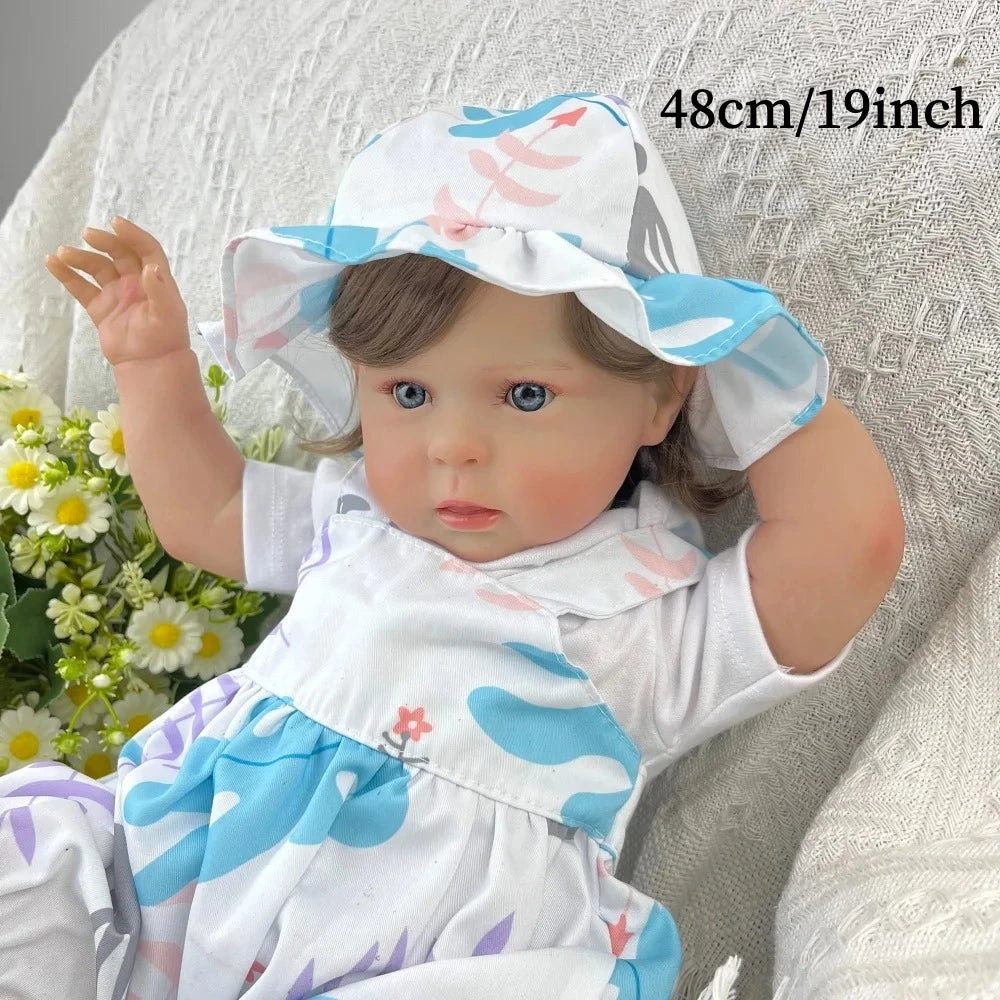 BZDOLL 48 CM 19 Inch Lifelike Reborn Doll for Girls with 3D-Skin Vinyl Limbs And Soft Cloth Body Realistic Doll Collectible Toy
