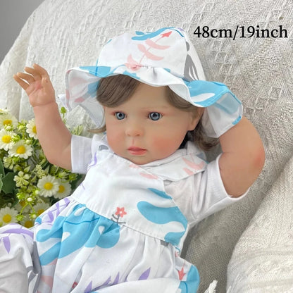 BZDOLL 48 CM 19 Inch Lifelike Reborn Doll for Girls with 3D-Skin Vinyl Limbs And Soft Cloth Body Realistic Doll Collectible Toy