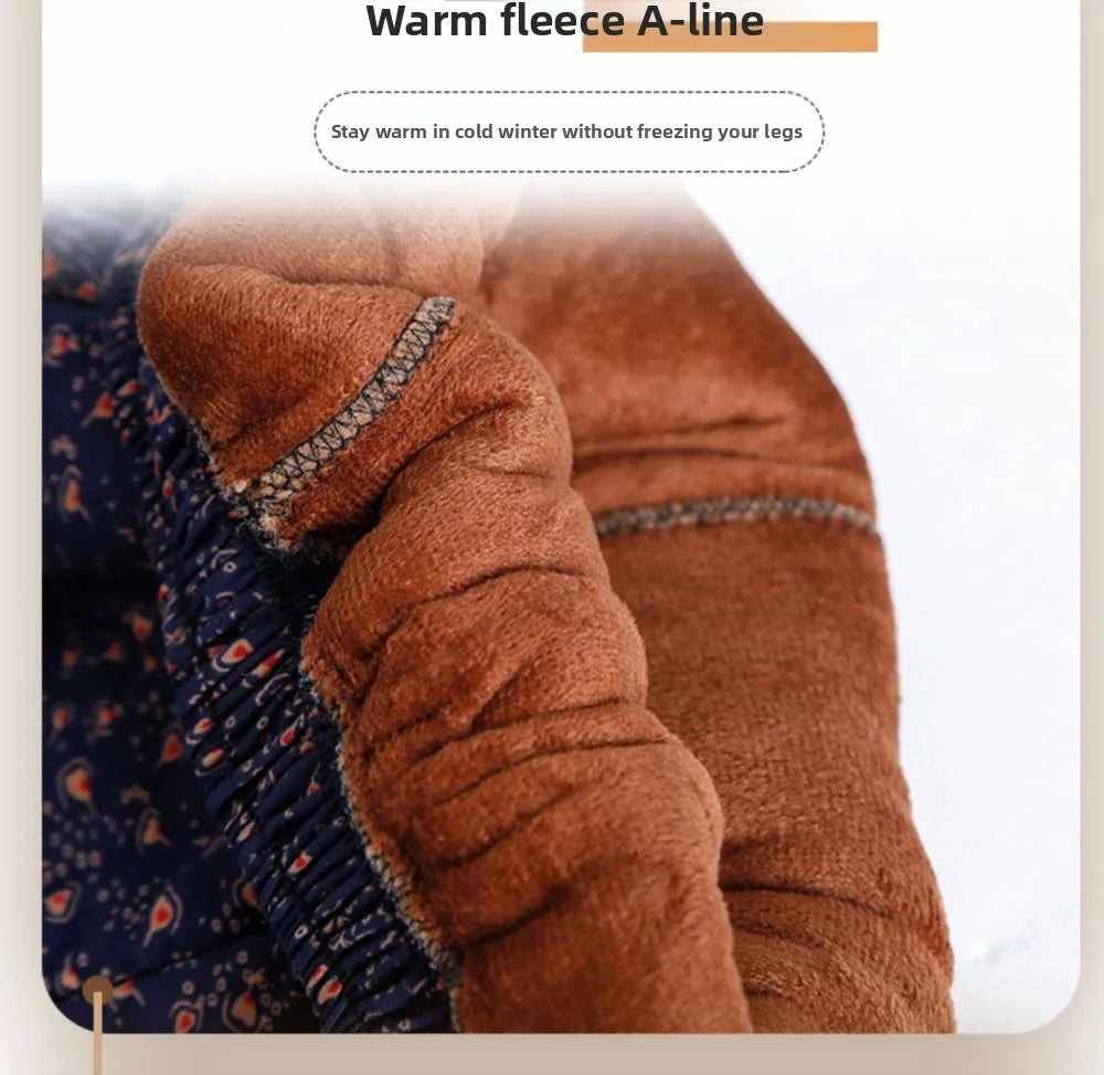 Thickened Camel down Women's Pants Autumn Winter Warm Long Trousers Fashionable Loose Fit Elderly Ladies Fashion Bamboo Leaf