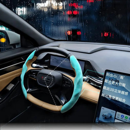 2026 Winter New Car Steering Wheel Cover Gearshift Handbrake Cover Protector Decoration Warm Super Thick Plush Auto Accessories