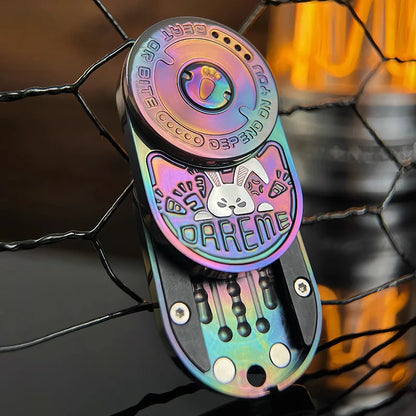 Grumpy Rabbit MIX Push Card Rhythm Stainless Steel Mechanical Ratchet EDC Decompression Toy Tide Play Fingertip Gyro Gifts