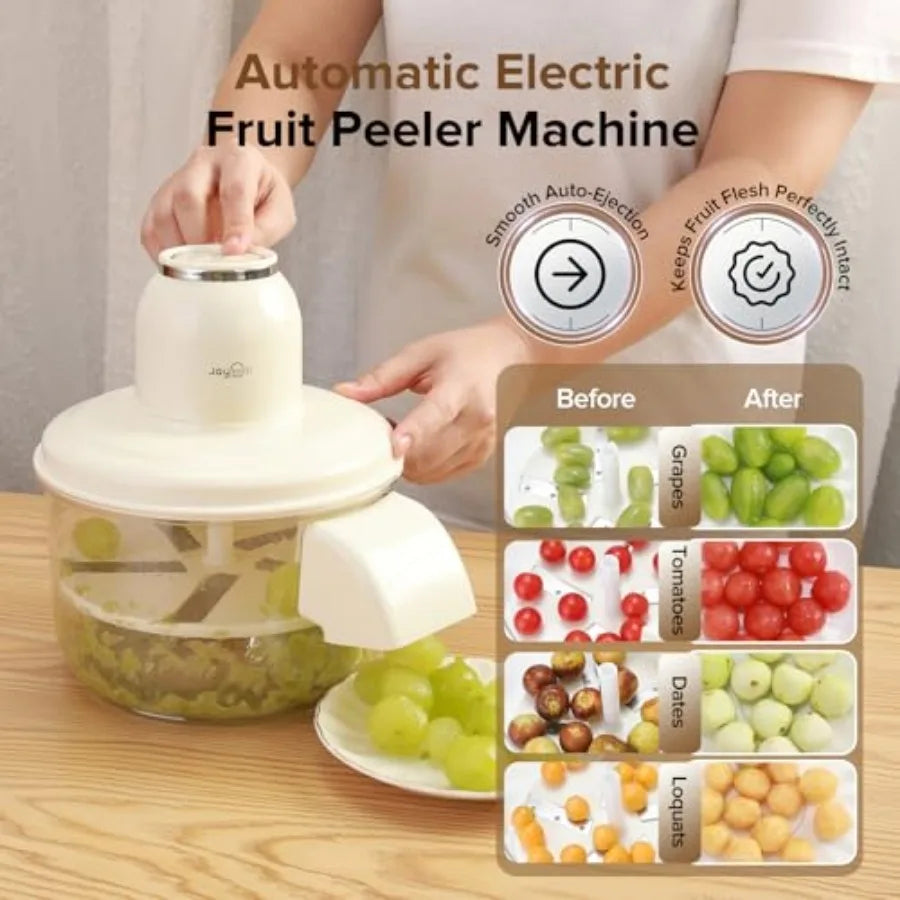 Electric Grape Peeling Machine Automatic Fruit and Garlic Peeler for Grape Tomato Cherry 50W Motor with Stainless Steel Blades