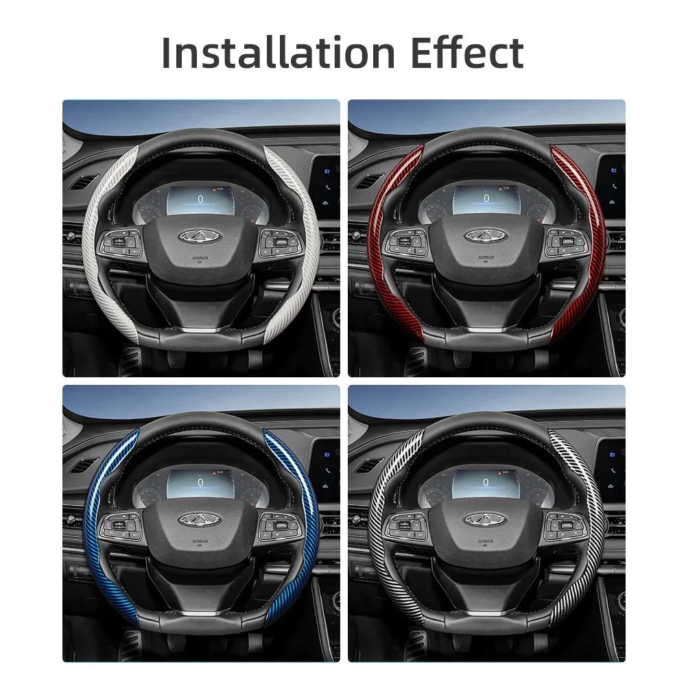 Suitable for Chery Carbon Fiber Texture Steering Wheel Cover with Segmented Quick-Release Design, Durable, for Models Such as Tiggo 2 3 4 7 8 9 Pro Max Csh Arrizo 6 Cross C5 J6 E5 Omoda 5 Gt Eq7