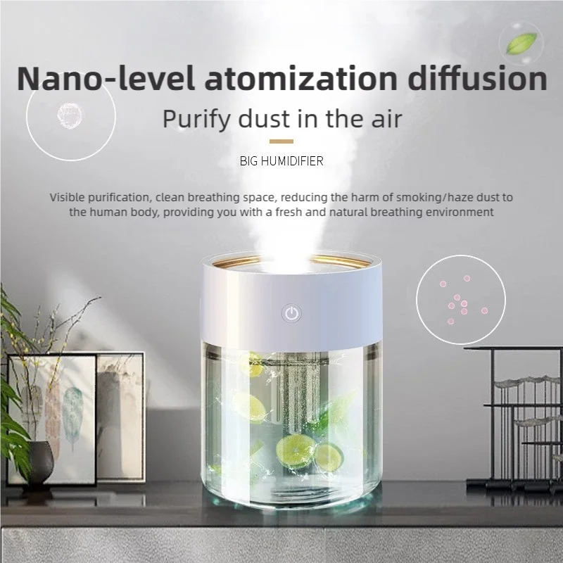 TINSOL 2000ml Triple-Nozzle Spray Humidifier USB Humidifier Air Purifier Mist Purifier Ideal for Home and Office Use