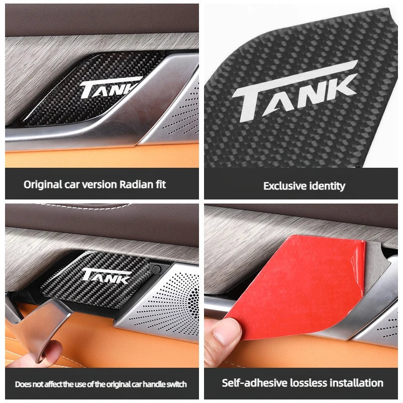 For Great Wall Tank 500 Inner Door Bowl Patch Protective Patch Carbon Fiber Decorative Patch Automotive Interior Supplies