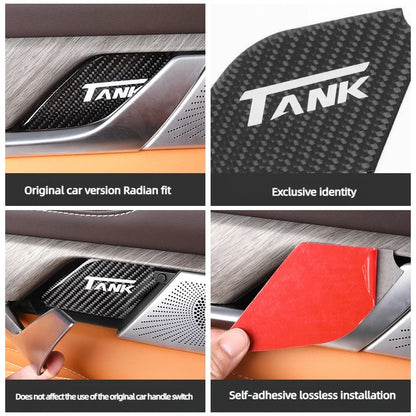 For Great Wall Tank 500 Inner Door Bowl Patch Protective Patch Carbon Fiber Decorative Patch Automotive Interior Supplies