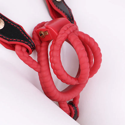 FRKO Bondage Fetish Chastity Belt Chastity Panties PU Leather Lockcock Belt Penis Rings пояс верности Men Sexy Tools