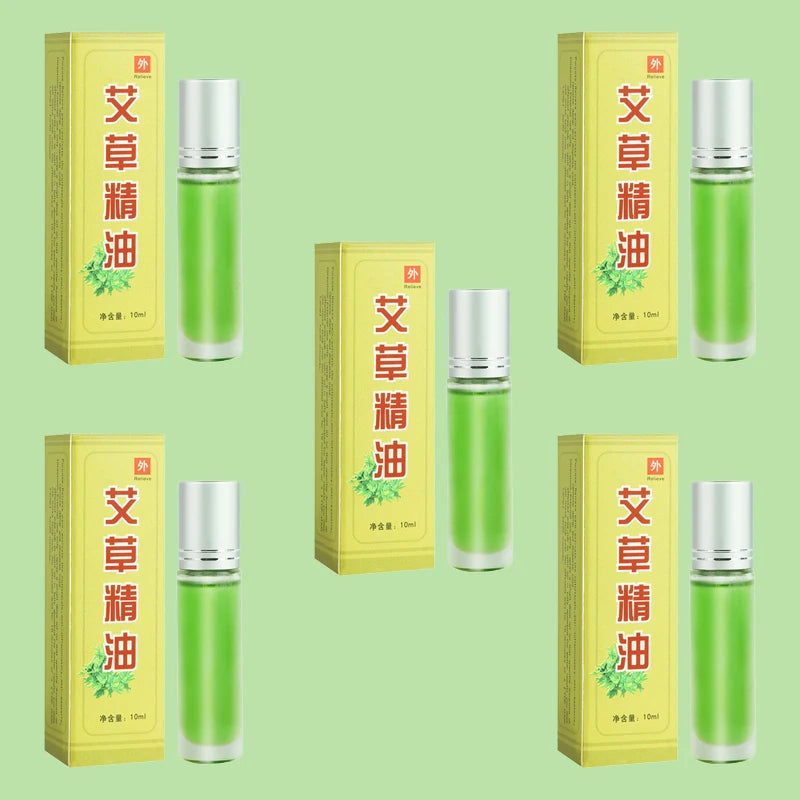 5 Bottles Pure Wild Wormwood Scraping Essential Oil Mugwort Extraction Enhance Moxibustion's Effect Meridian Massage Oils Health