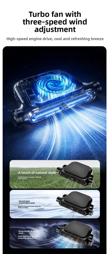 2026New Car Seat Fan 3000mAh Built-in Battery Long Lasting USB Portable No Blade Backrest Fan Car fan cooler Car Air Conditioner
