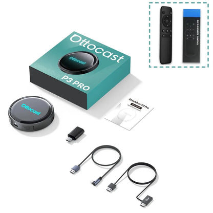 OTTOCAST P3 Pro Android Car Box Smart Car System for Car with AI Voice Assistant Cloud SIM 4G Dual Screen Fast Wireless Connecti