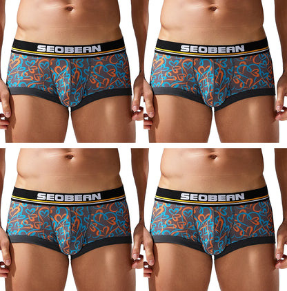 Tauwell 4-Pack Men's Summer Ice-Cool Comfortable Boxer Briefs Underwear Soft Breathable Casual Briefs for Men