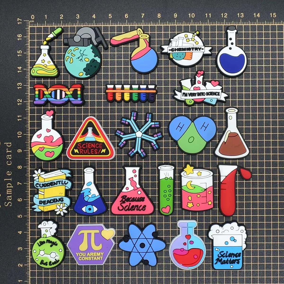 24-100Pcs Mix Test Tube Beaker Shoes Buckle Charms Science Magic PVC Clog Decorations DIY Children Backpack