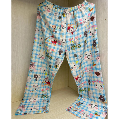 Large Size Pure Cotton Sleepwear Set for Men And Women with Long Sleeves And Pants Cute Cartoon Design for Autumn And Winter