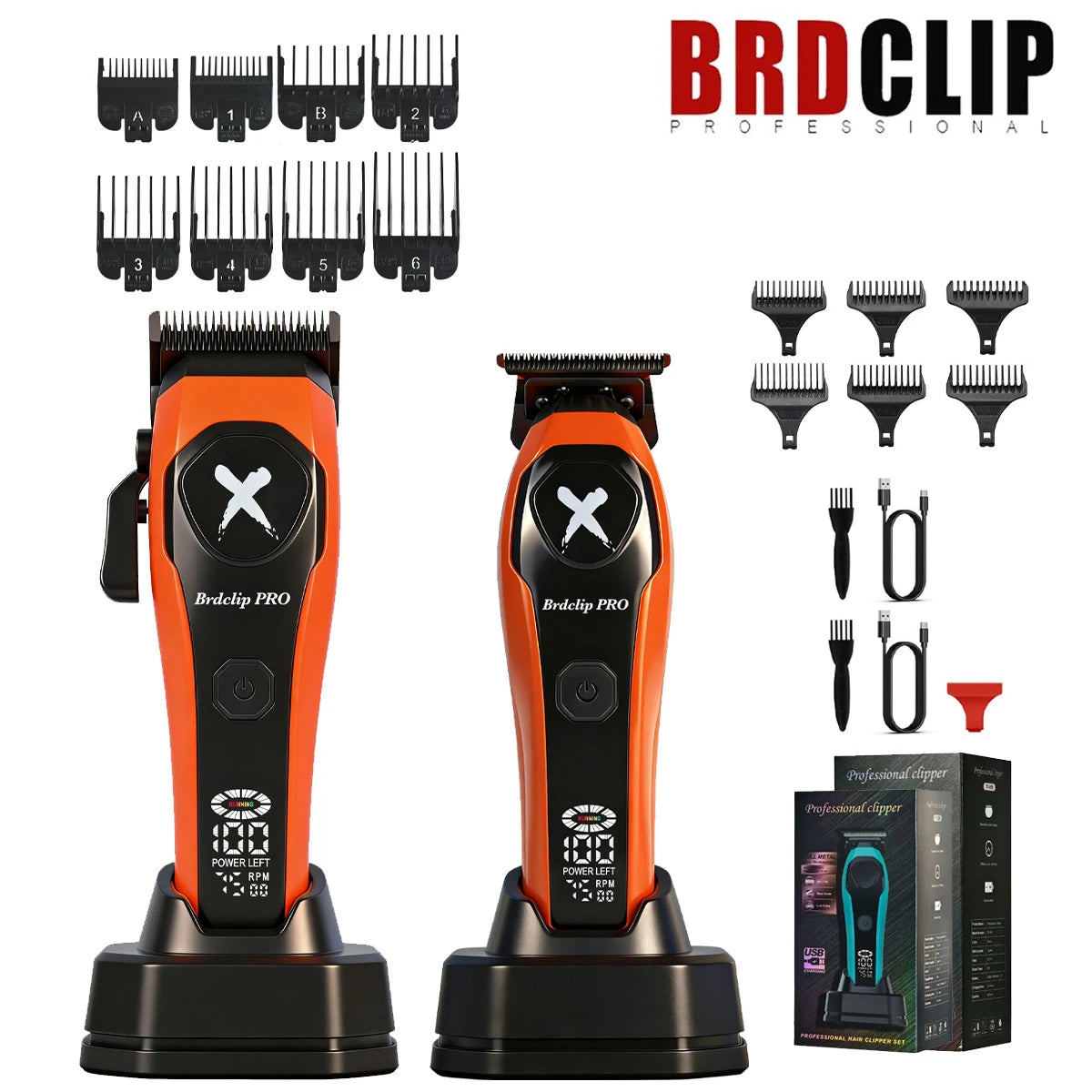 BRDCLIP 619 339 Hair Clippers Cordless Clippers Barber Electric DLC T-Blade Trimmer Portable Detail Trimmer LED Trimmer for Men
