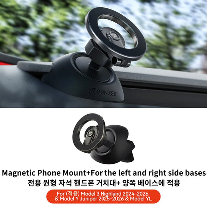 YZ For Tesla Highland Model 3/Y/YL Juniper Strong Magnetic Phone Holder for iPhone 17 16 Pro Max Samsung phones Air Outlet Base
