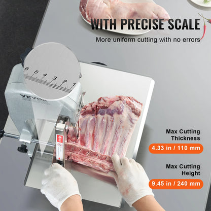 SucceBuy 650W 1800W Commercial Electric Meat Bandsaw Stainless Steel Countertop Bone Sawing Machine for Rib Pork Beef
