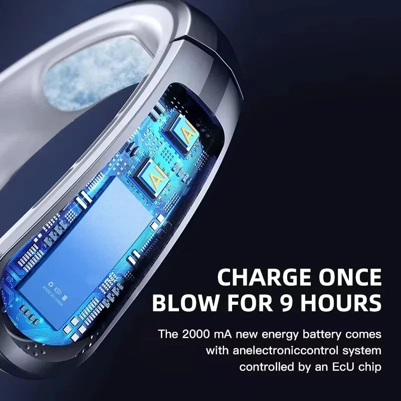 Lenovo Hanging Neck Fan LED Digital Display 8000mAh Portable Bladeless USB Rechargeable Mute Electric Air Cooler