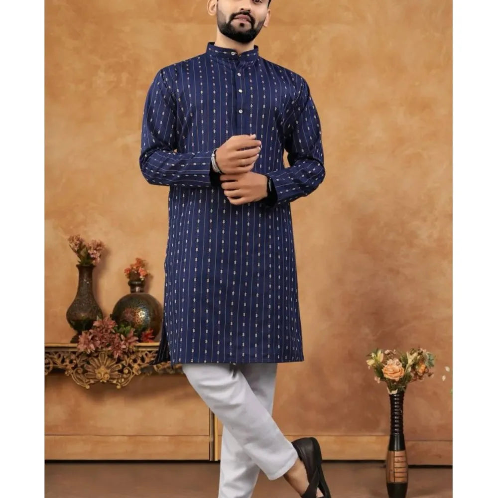 Luxury Islamic Arabic Abaya Robe National Style Ethnic Print Stand Collar Youth Mid-length Ropa Arabe Hombre Kurta For Men