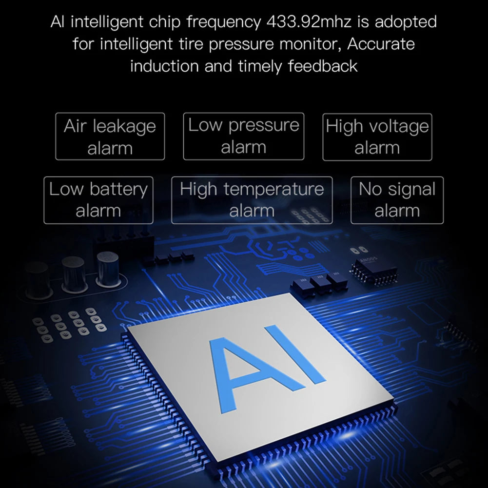 High-precision Solar TPMS Tire Pressure Tyre Temperature Monitoring Alarm System Wireless Motorcycle Replacement Parts