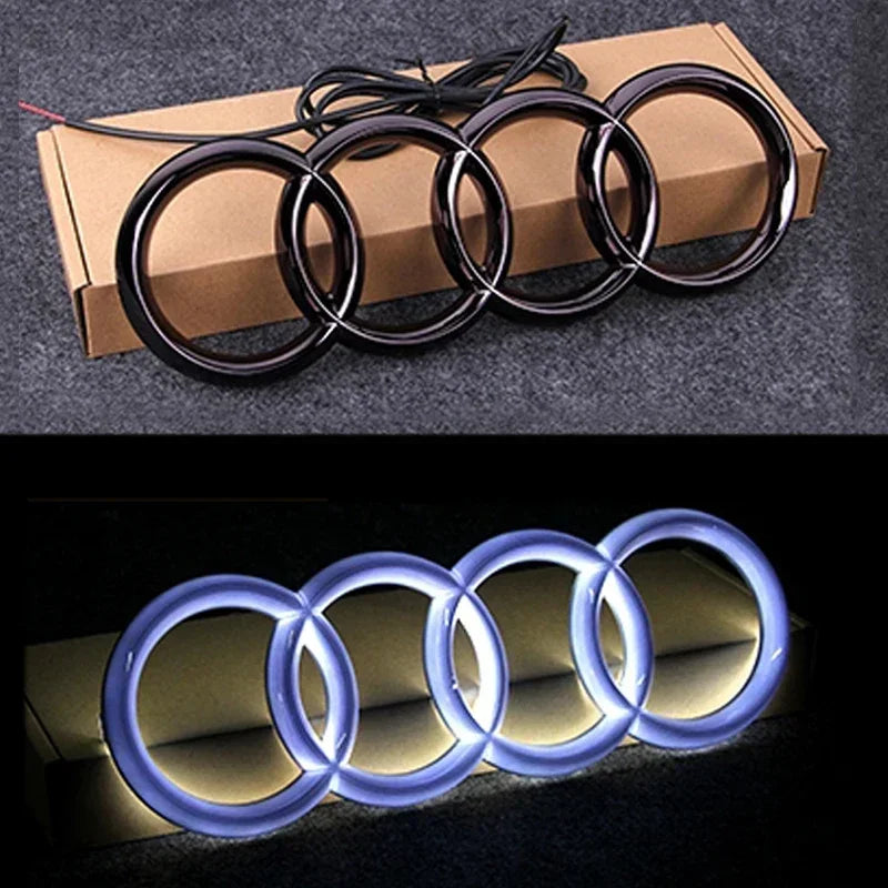 Static Light Car Front Grille LED Emblem Decor for Audi A4 A5 Q5 RS5 A4L A3 8p Q3 A8 Decals Badge Sticker Exterior Accessories