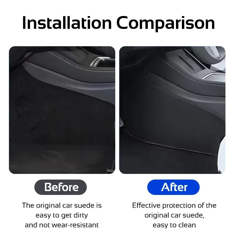 For Tesla Model 3 Y 2021-2026 LHD Center Console Two Side Anti Kick Pad Protector PU Leather Sticker Foot Cover Car Accessories