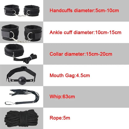 Erotic Sex Toys For Women Adults Games Nylon 16pcs Bondage BDSM Kits Handcuffs Sex Whip Mouth Gag Dildo Vibrator Anal Plug