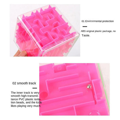 1pc Kids 3D Maze Puzzle Six-sided Rolling Ball Game Labyrinth Children Balance Training Educational Toys