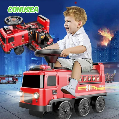 Chidlren Electric Car Kids Ride On Vehicles Cars Toy Fire Police Space Car Parking Stroller Toy Birthday Gifts for Boys Girls