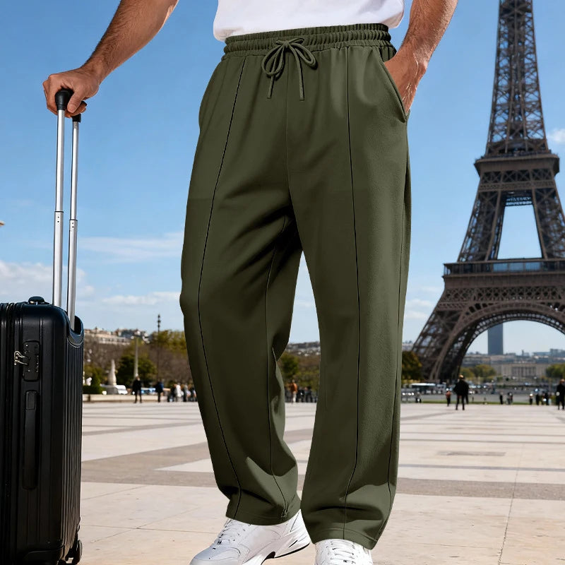 Amazon European American plus size knitted pants, four-season loose straight leg joggers for men business casual sports wear