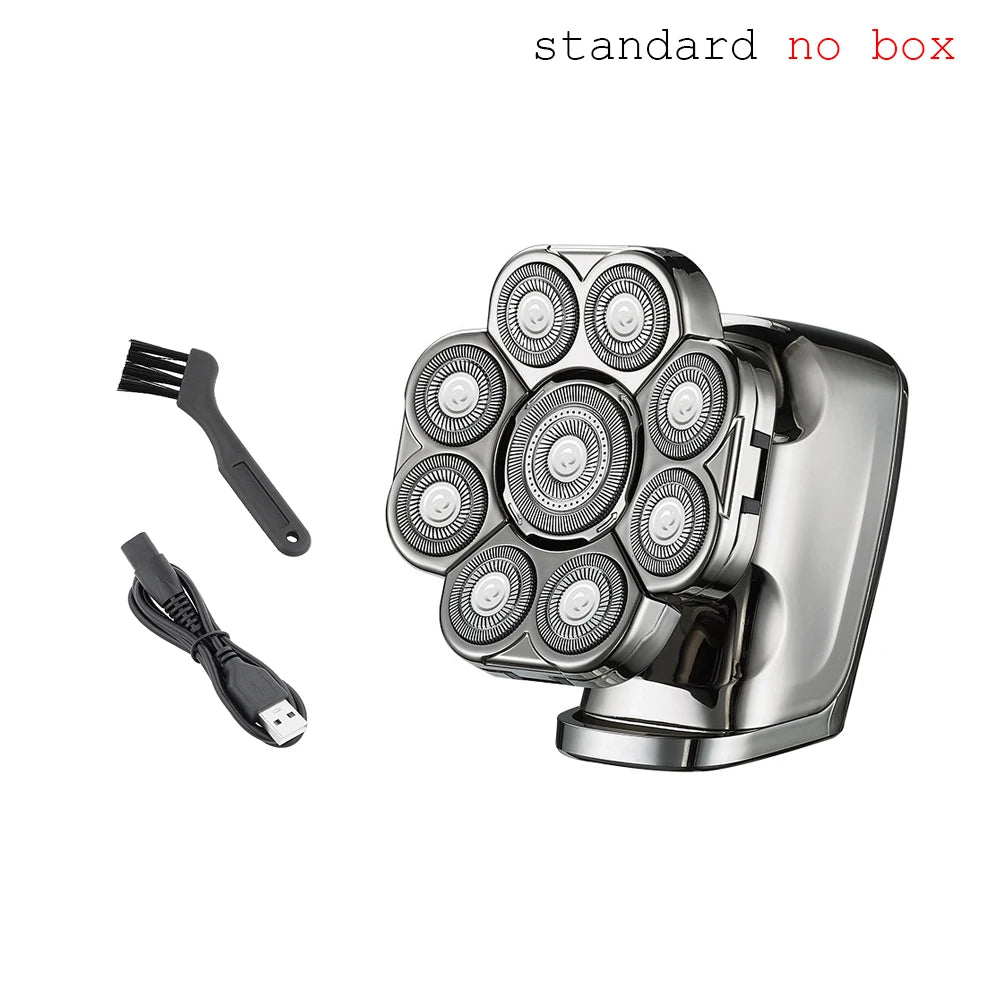 9 Head 6-in-1 Electric Shaver for Men, 4D Floating Bald Head Razor, Rechargeable Waterproof Grooming Kit with Trimmer,