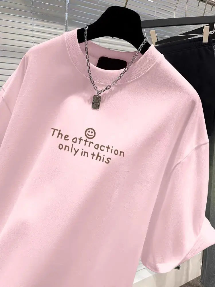 2025 European Style New Pure Cotton Short Sleeve Tshirt Women Clothing Fashion Loose Letter Print Top Office Lady Casual Y2k Tee