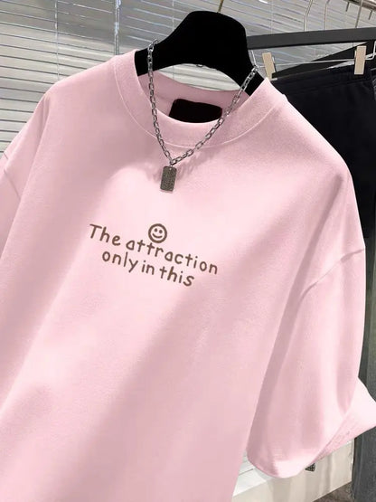 2025 European Style New Pure Cotton Short Sleeve Tshirt Women Clothing Fashion Loose Letter Print Top Office Lady Casual Y2k Tee