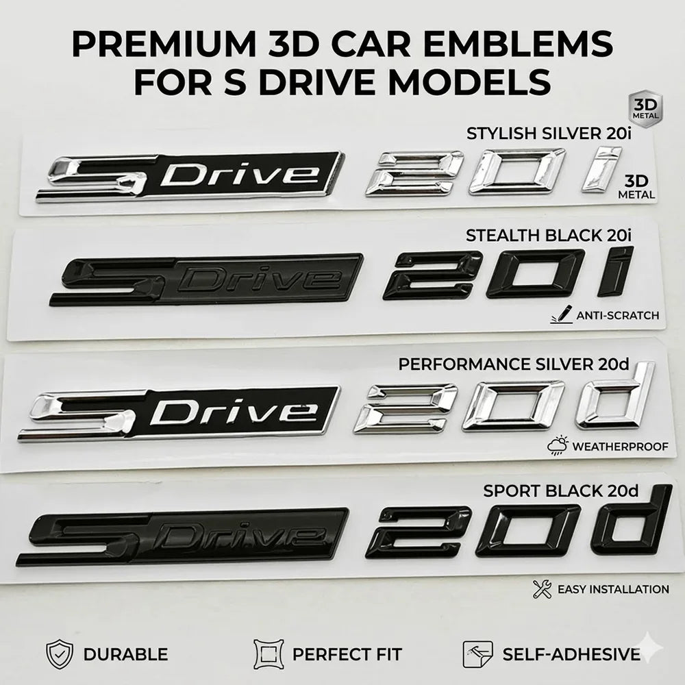3D ABS Car Styling Logo sDrive 20i 20d Emblem Badge Sticker For BMW X1 X2 X3 Z4 Trunk Fender Decal Gloss Black Silver Accessorie