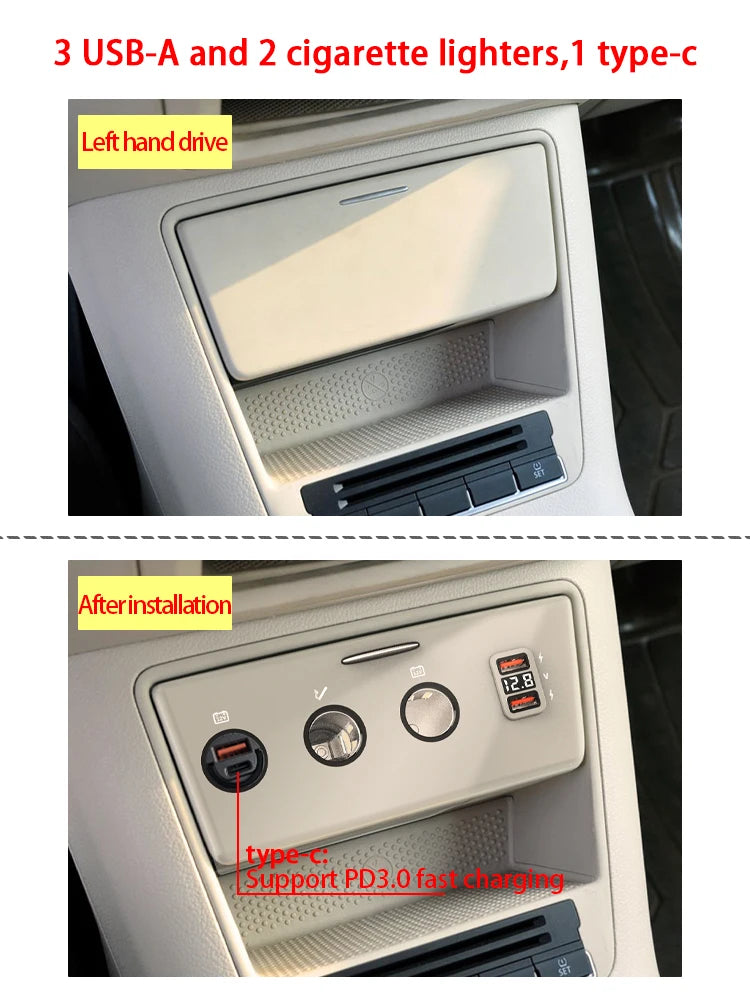 LOYEUANR Car Charger for VW Tiguan Prototype / Golf Plus Cigarette Modified Quick Charging for iPhone Xiaomi HUAWEI Mobile Phone