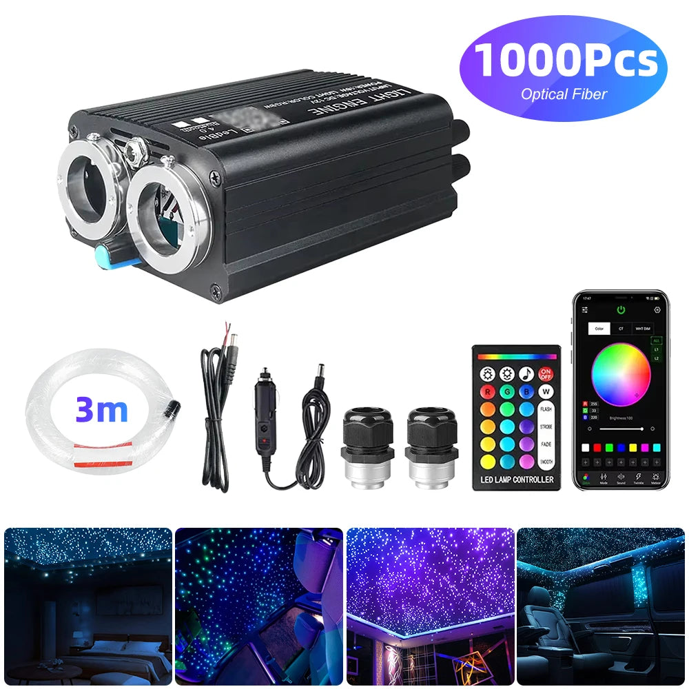 Car Starry Sky Light Auto Home Fiber Optic Lights Atmosphere Lamp Music Control Ceiling Lights RGB 12W 8 Colors Car Styling DIY