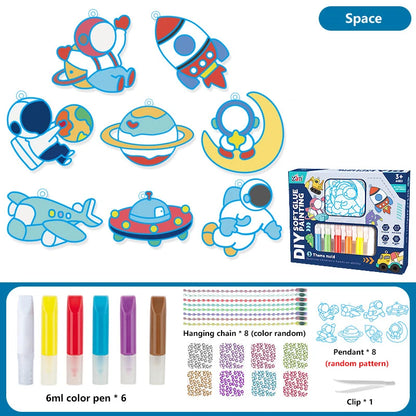 No-bake Crystal Glue Painting Set Children's Handmade DIY Jewelry Hangings Coloring Paint Painting Cream Glue Girl Gift