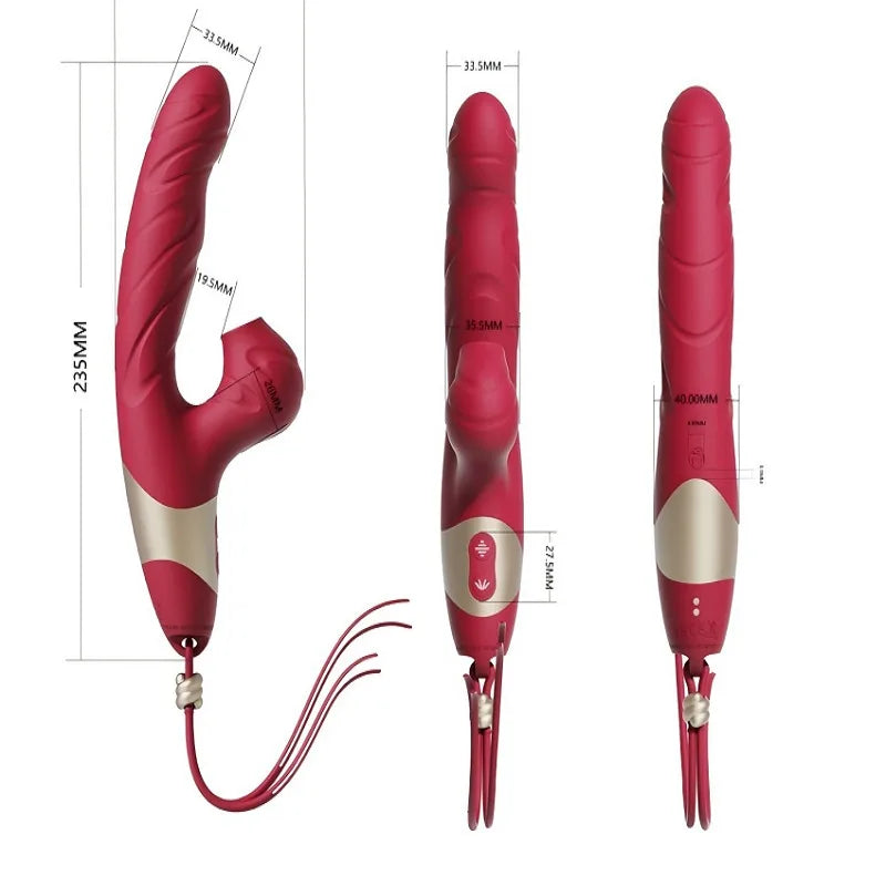 Dual G Spot Vibrator for Women Jissbon Rosy Bloom Double Head Clitoris Massager with 10 Speeds Rechargeable Adult Sex Toy