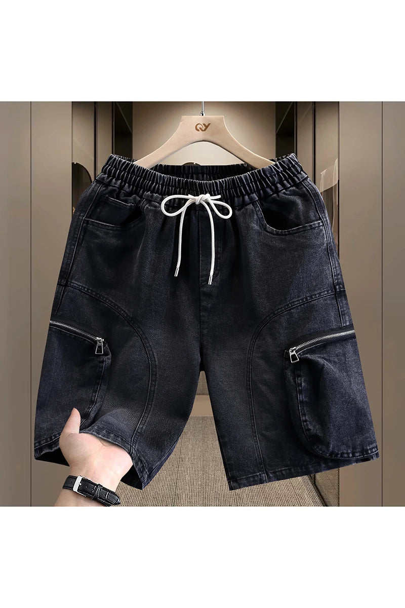 Men's Cargo Shorts New Summer Fashion Thin Cotton Blend Casual Denim 5-Point Pants Street Trendy Daily Comfortable Jean Shorts