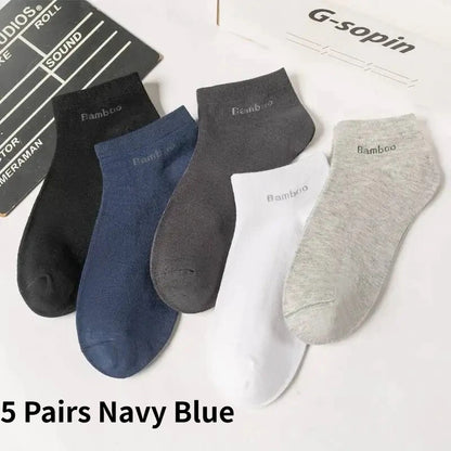 1/5/10 Pairs Men's Bamboo Fiber Ankle Socks High Quality Breathable Anti-Bacterial Casual Short Socks Size 38-45