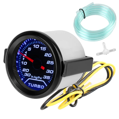 Turbo Boost Meter Racing Car Modification Universal Turbo Pressure Gauge 2" 52mm Smoke Lens 12V 35Psi White LED Backlight