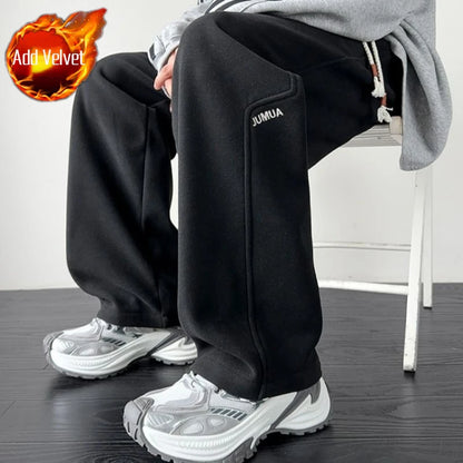 Men's Winter Thermal Fleece Joggers Windproof Thick Casual Pants Plus Size Warm Sports Sweatpants for Cold Weather