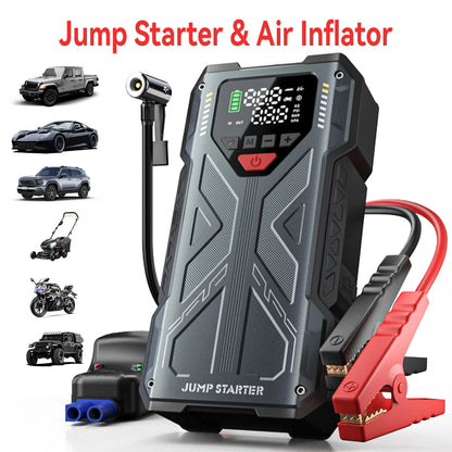 Jump Starter with Air Compressor Tire Inflator，6000A Jump Starter with Air Compressor/Tire Inflator, 12V Jumper Box for Car(All