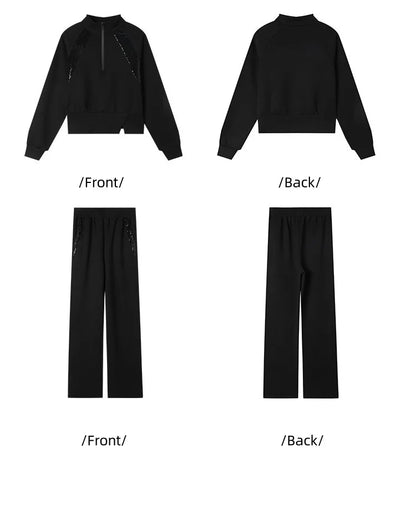 LOUIS YAO Women Two Pieces Set 2024 Autumn Stand Collar Long Sleeve Long Pants Set Sweatshirt Sporty Fashion Set