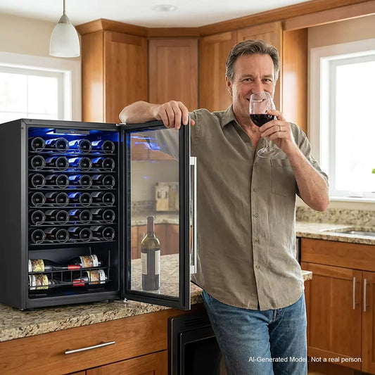 14/20/34/46/105 Bottle Wine Cooler Refrigerator Freestanding Wine Cellar with Glass Door for Household & Hotel Use